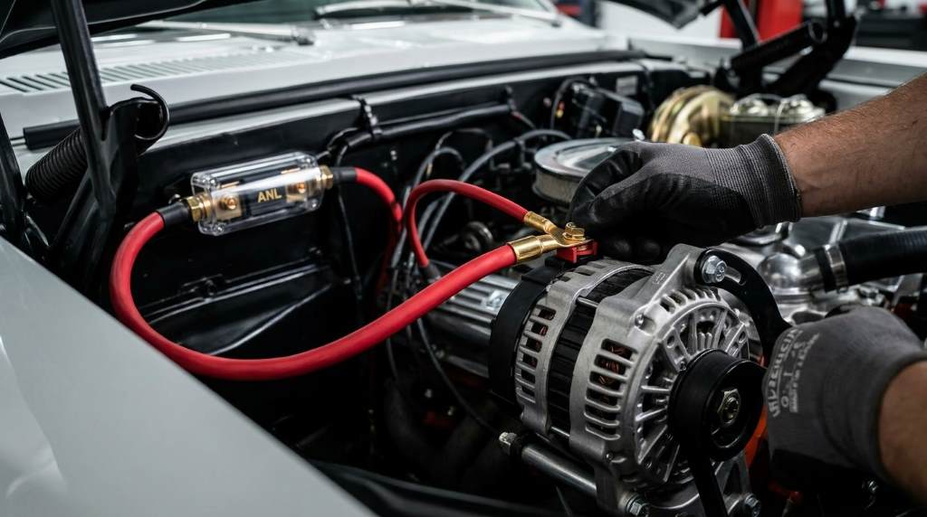 Custom car audio wiring upgrade preventing voltage drops
